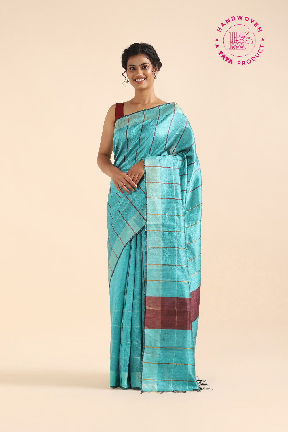 Blue Pure Tussar Silk Bhagalpuri Saree image number null