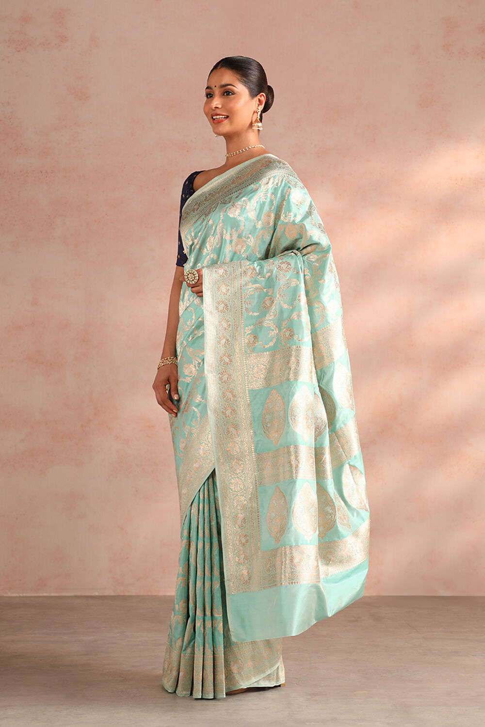 Blue Pure Silk Woven Banarasi Saree image number null