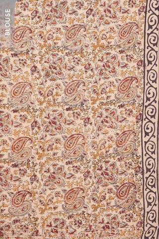 Black Printed Kalamkari Pure Cotton Machilipatnam Saree thumbnail image number null