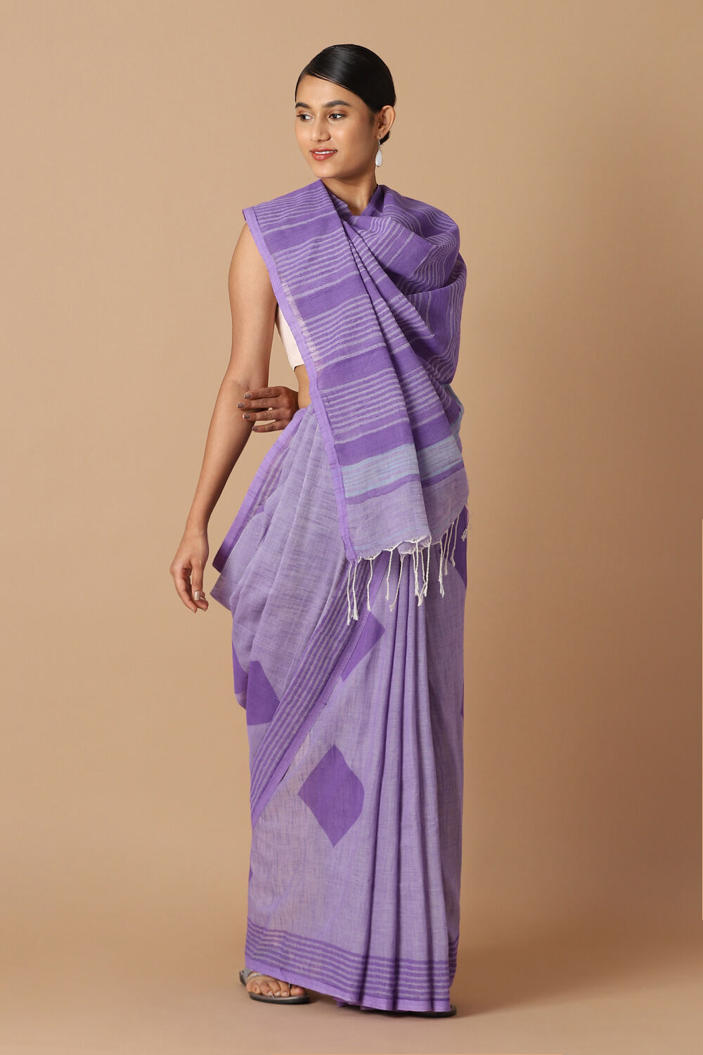 Violet Pure Cotton Printed Saree image number null