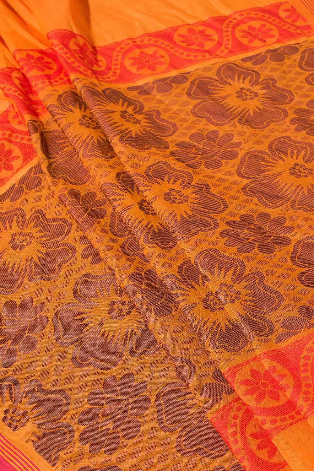 Orange Woven South Pure Cotton Saree image number null