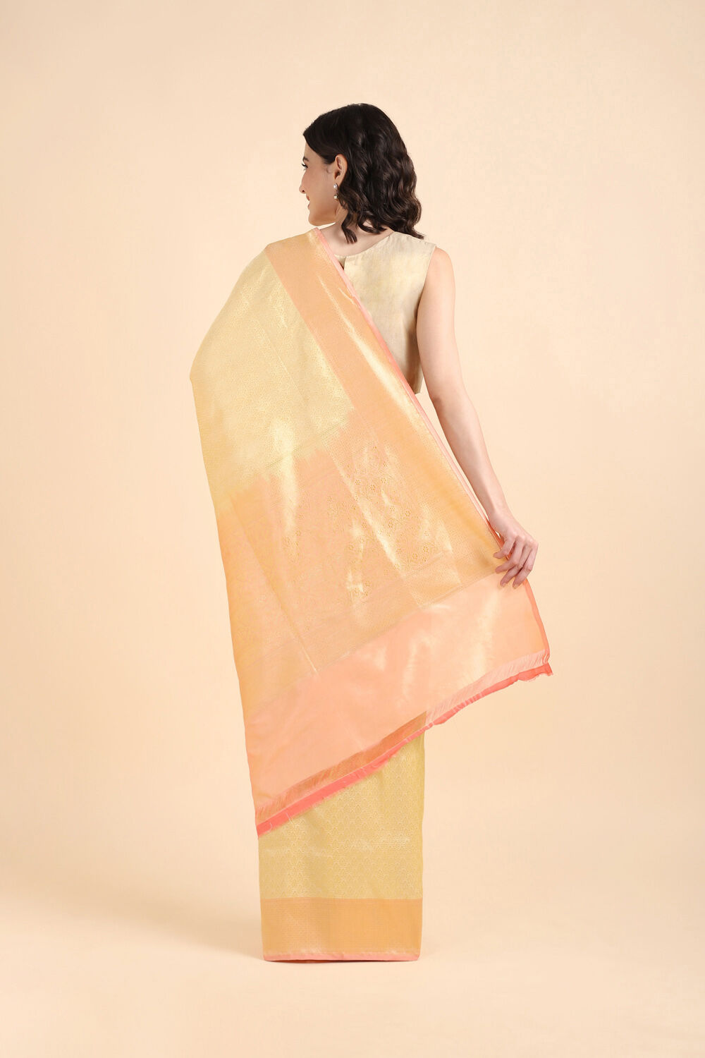 Light Yellow Pure Silk Banarasi Brocade Saree image number null
