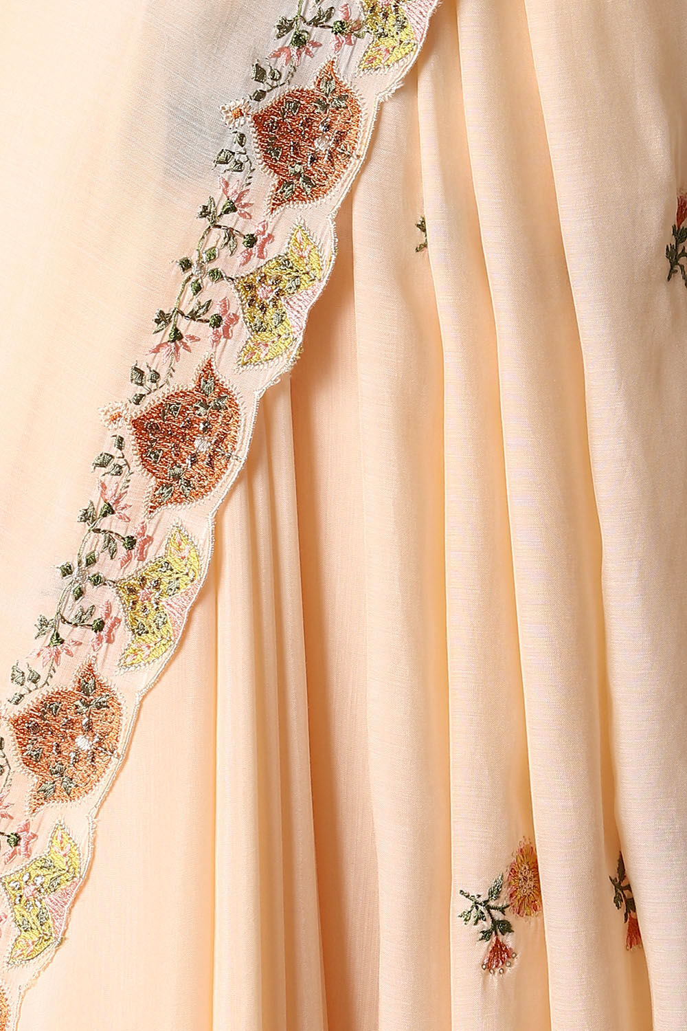 Light Orange  Viscose Embroidered Saree image number null