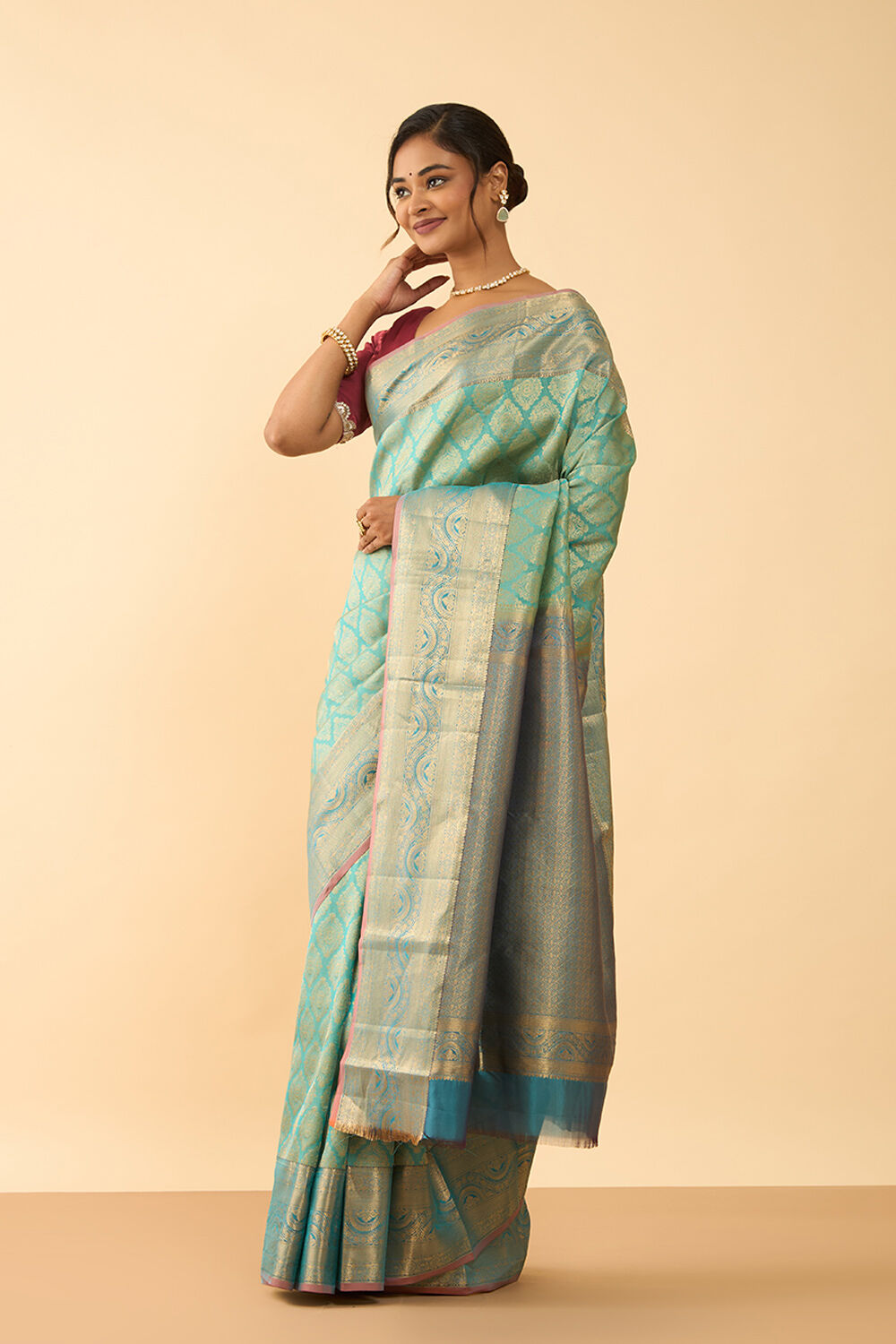 Light Blue Woven Silk Viscose Saree image number null