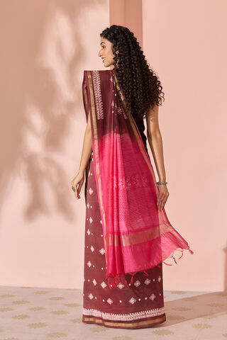 Brown Tie & Dye Shibori Pure Silk Cotton Saree thumbnail image number null
