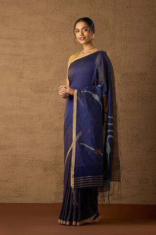 Blue Bengal Pure Cotton Jamdani Saree thumbnail image number null
