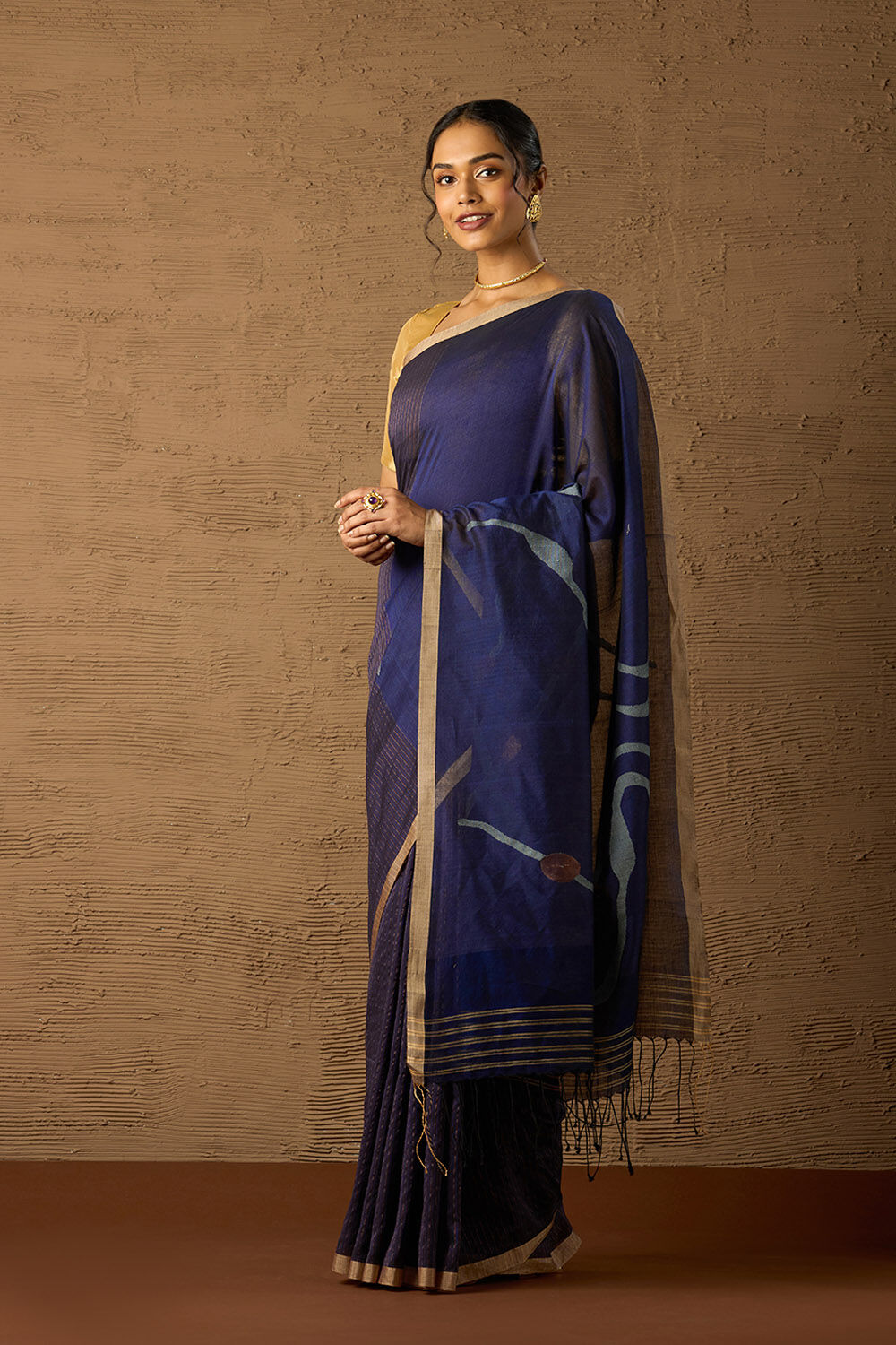 Blue Bengal Pure Cotton Jamdani Saree image number null