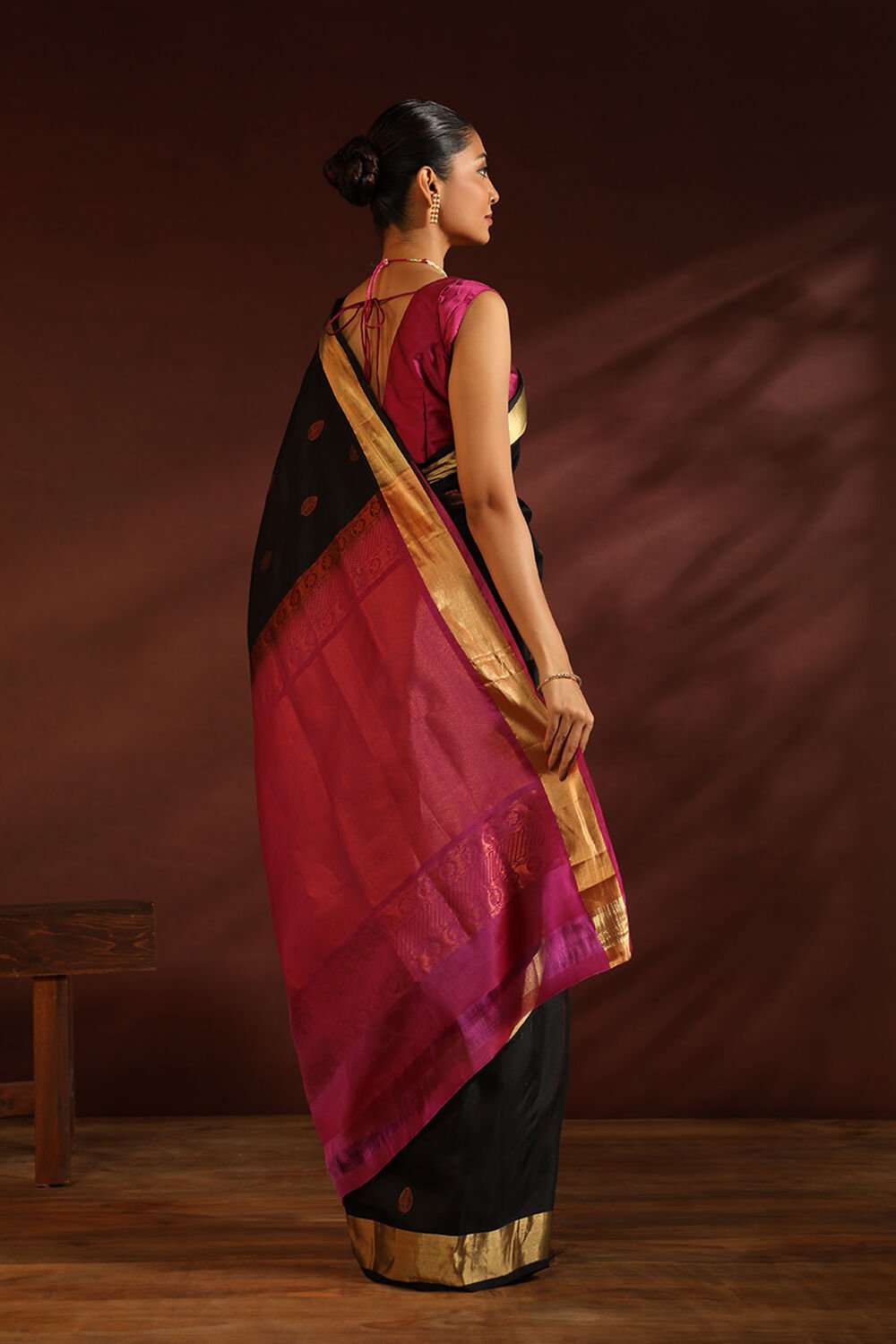 Black South Pure Silk Woven Saree image number null