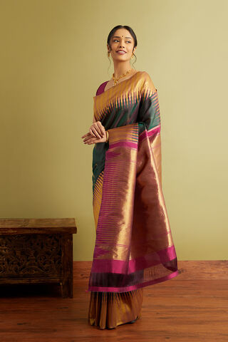 Dark Green Woven Pure Silk Kanjivaram Saree thumbnail image number null