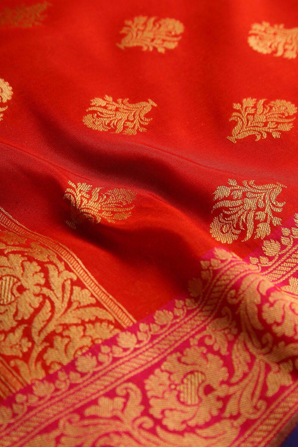 Red Silk Viscous Banaras Dupatta image number null