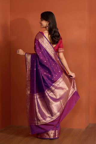 Purple Silk Viscose Banarasi Design Cutwork Saree thumbnail image number null