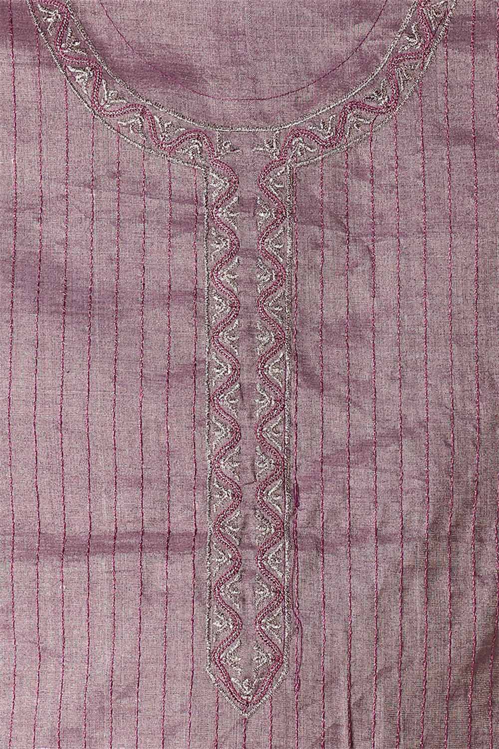 Violet Tissue Embroidered Unstitched Suit Set image number null