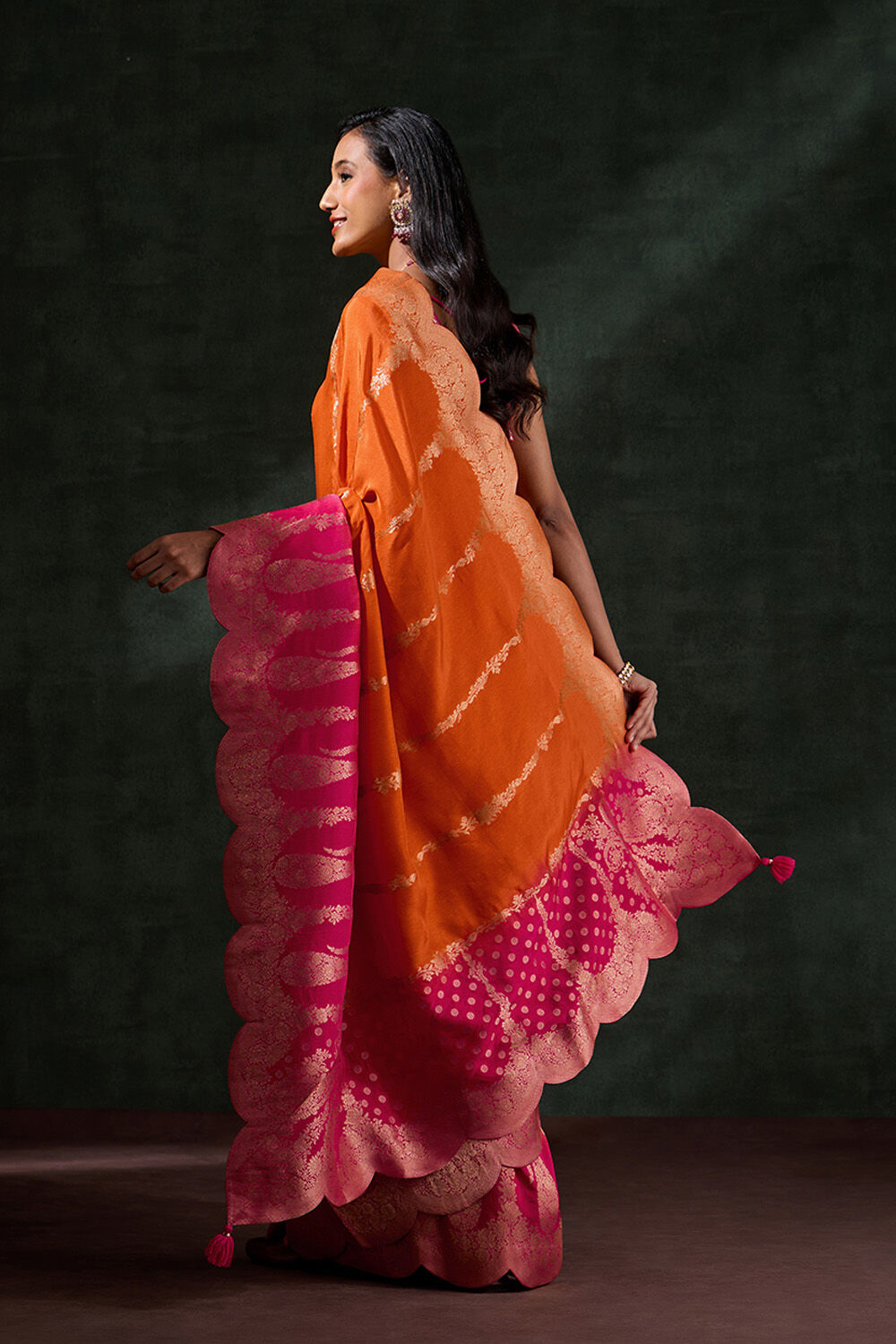 Orange Woven Viscose Saree image number null