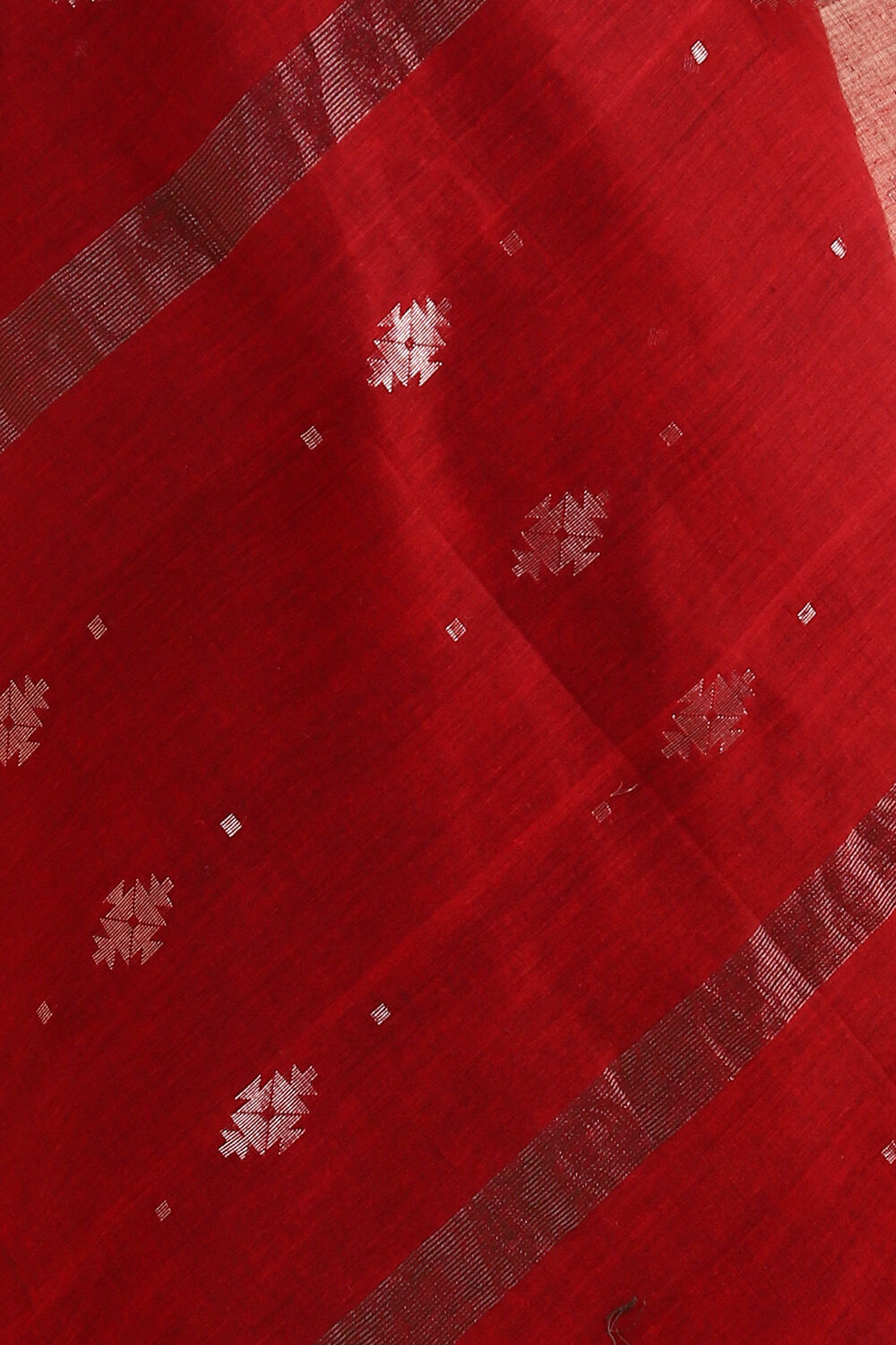 Red Pure Cotton Bengal Saree image number null