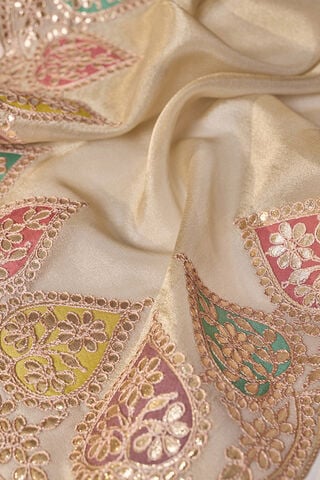 Off White Gota Patti Emroidery Viscose Tissue Saree thumbnail image number null