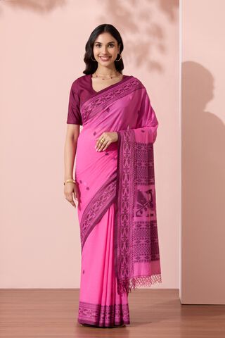 Pink Bengal Pure Cotton Jamdani Saree thumbnail image number null