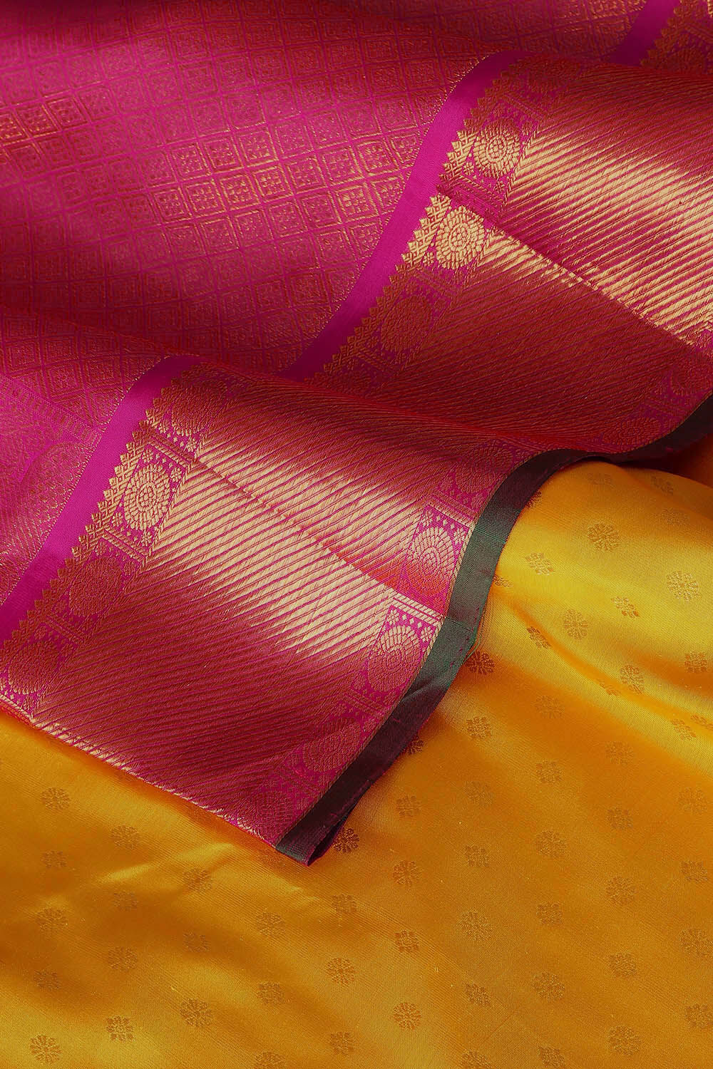 Yellow Pure Silk Kanjivaram Saree image number null