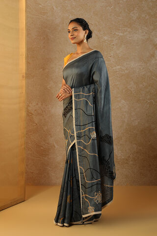Blue Pure Silk Hand Painted Saree thumbnail image number null