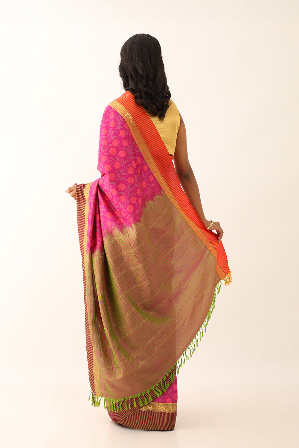Dark Pink Pure Silk South Printed Saree image number null