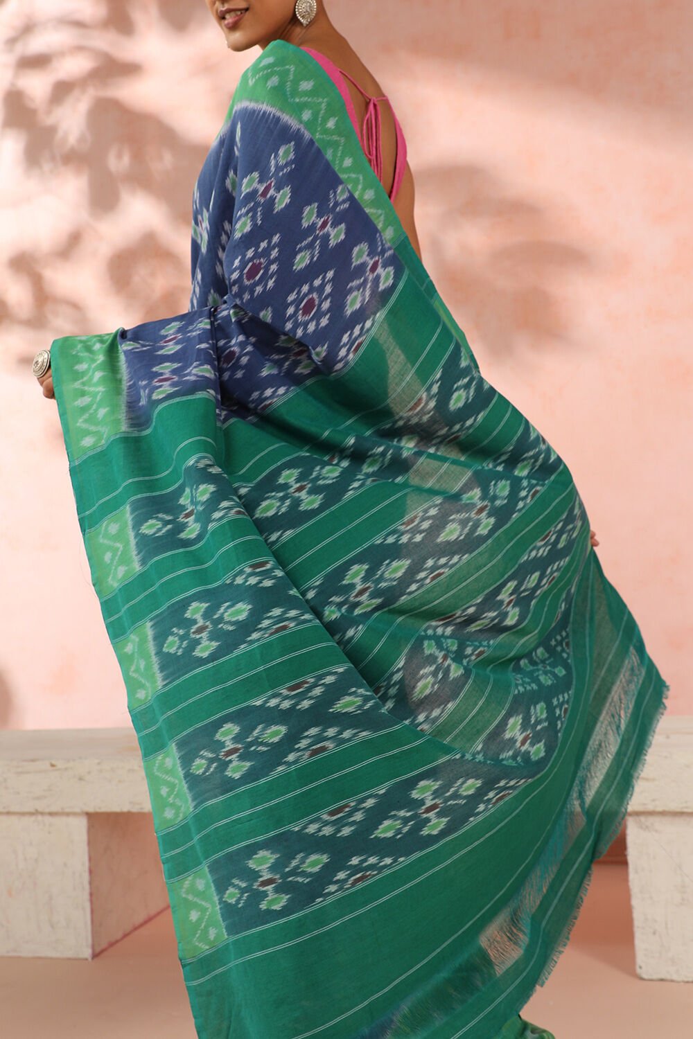 Purple Pure Cotton Pochampalli Ikat Saree image number null