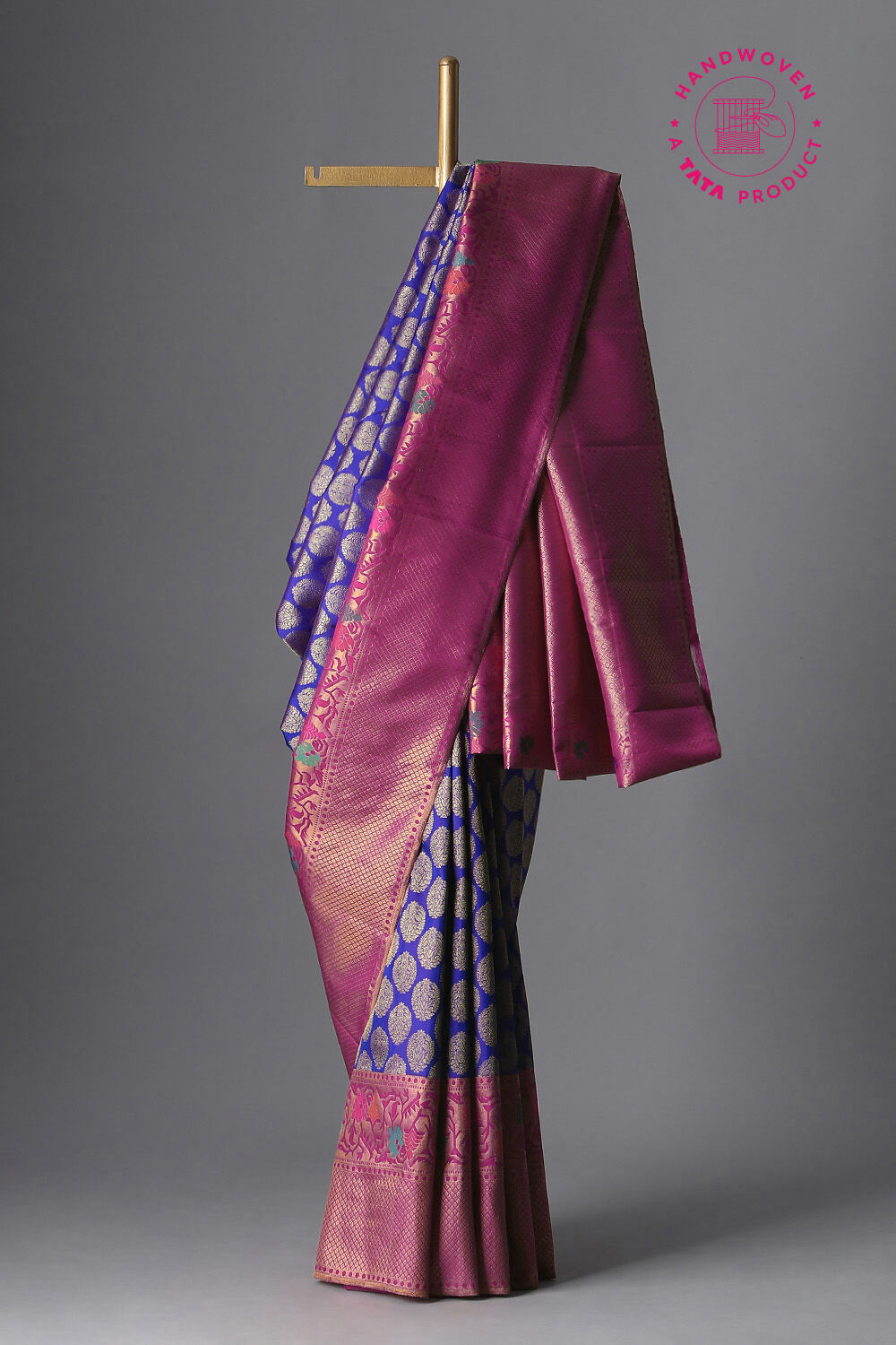 Dark Blue Pure Silk Kanjivaram Saree image number null