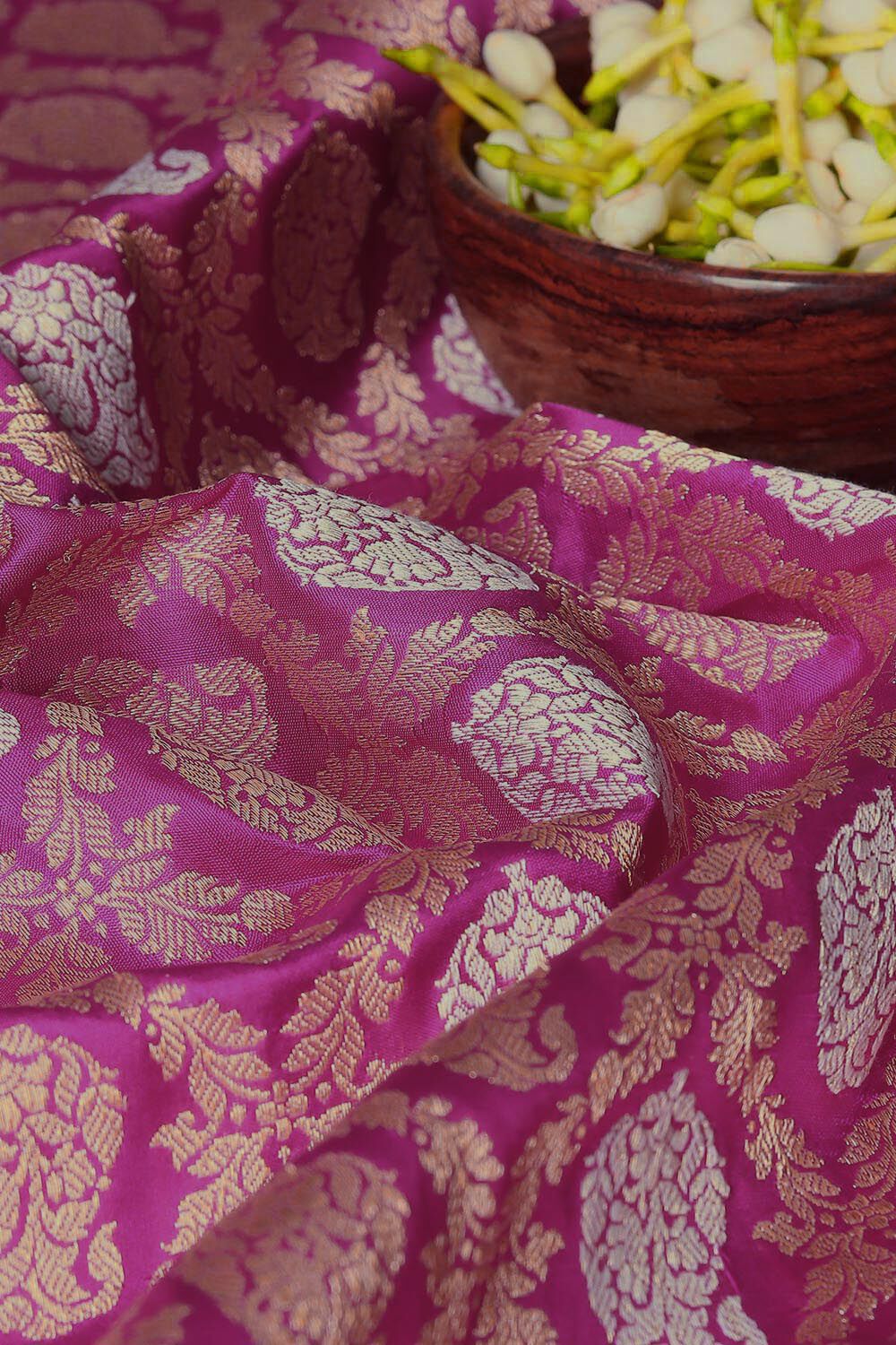 Dark Pink Pure Silk Banarasi Saree image number null
