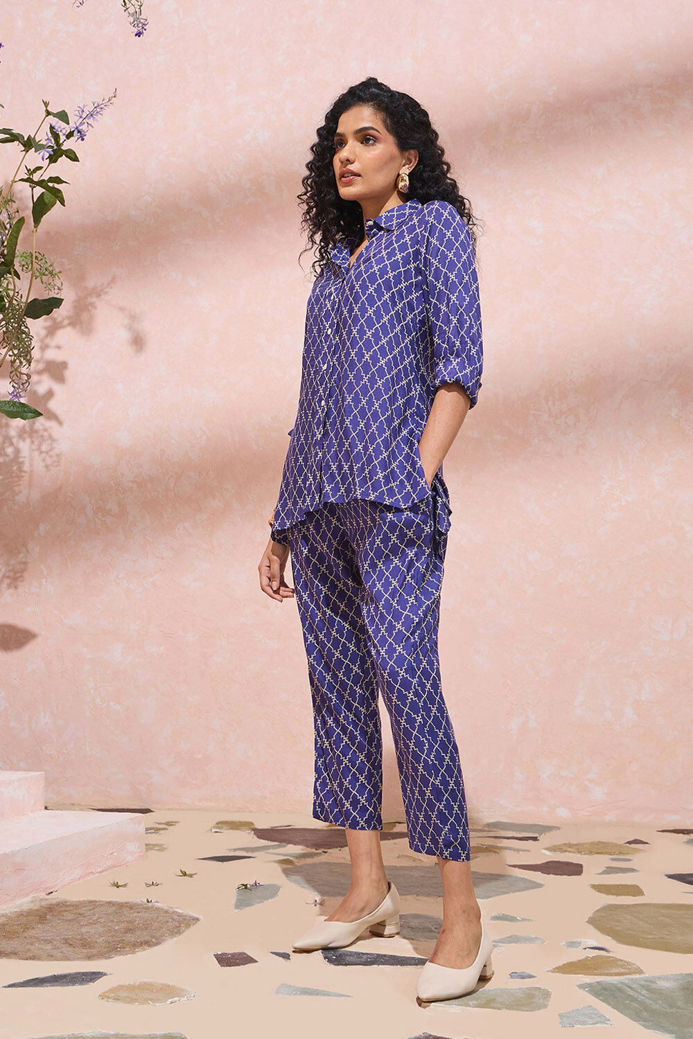 Blue Viscose Printed Sanganeri Kurta Set image number null