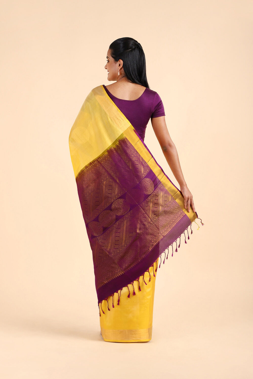 Yellow Pure Soft Silk Saree image number null