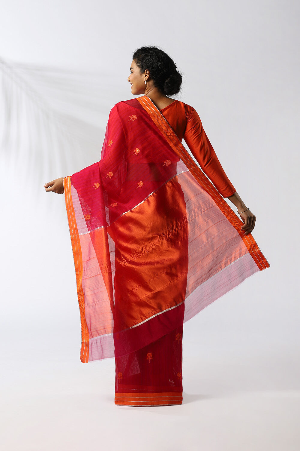 Red Pure Silk Cotton Chanderi Saree image number null