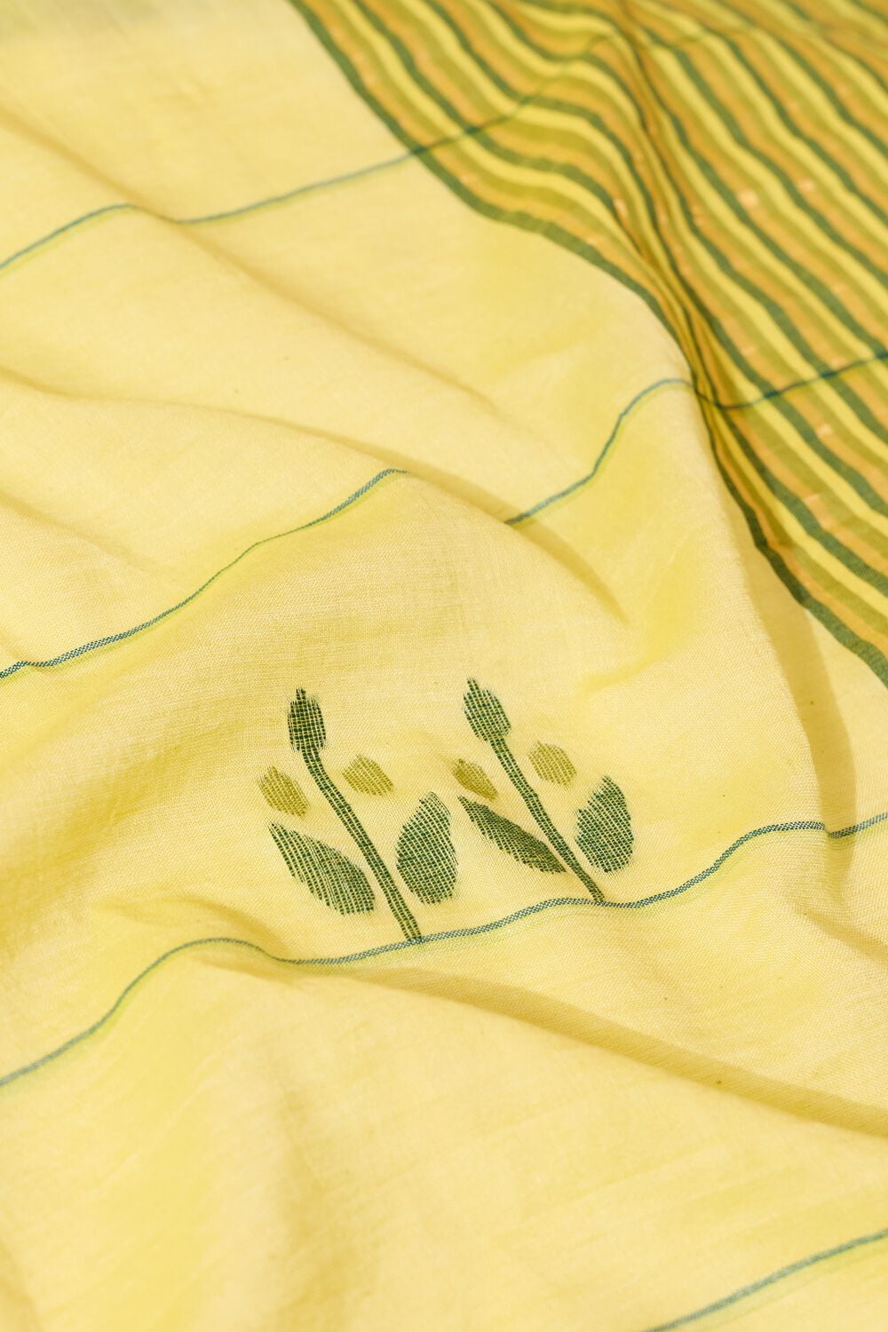 Light Yellow Bengal Pure Cotton Jamdani Saree image number null