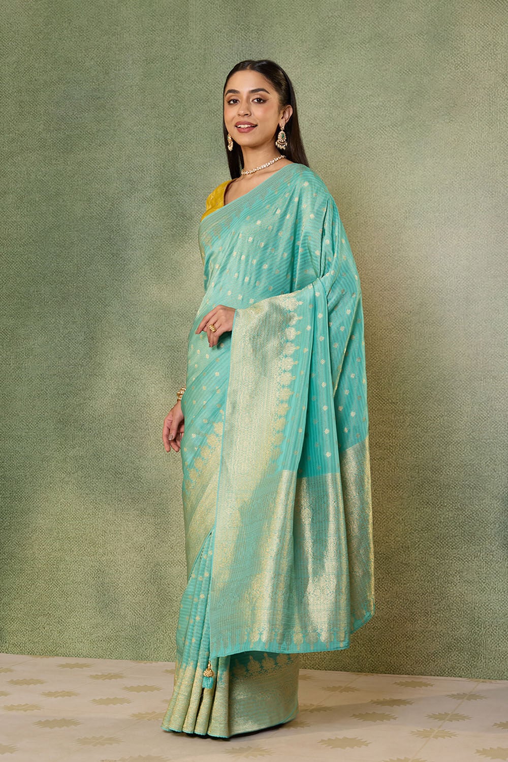 Blue   Woven Viscose Tissue Saree image number null