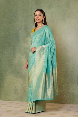 Blue   Woven Viscose Tissue Saree thumbnail image number null