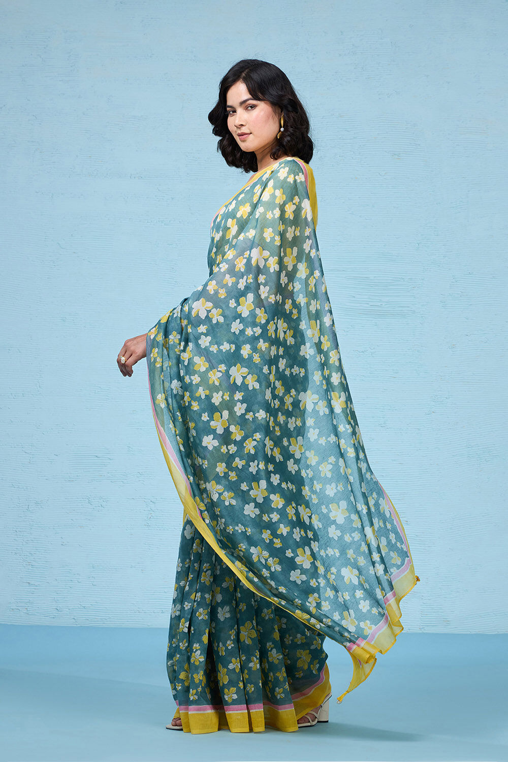 Sanganeri print sarees top