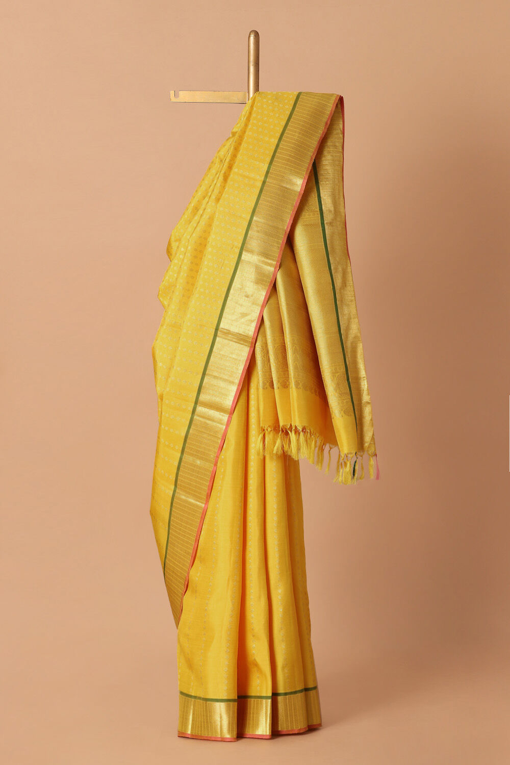 Yellow Pure Silk Kanjivaram Saree image number null