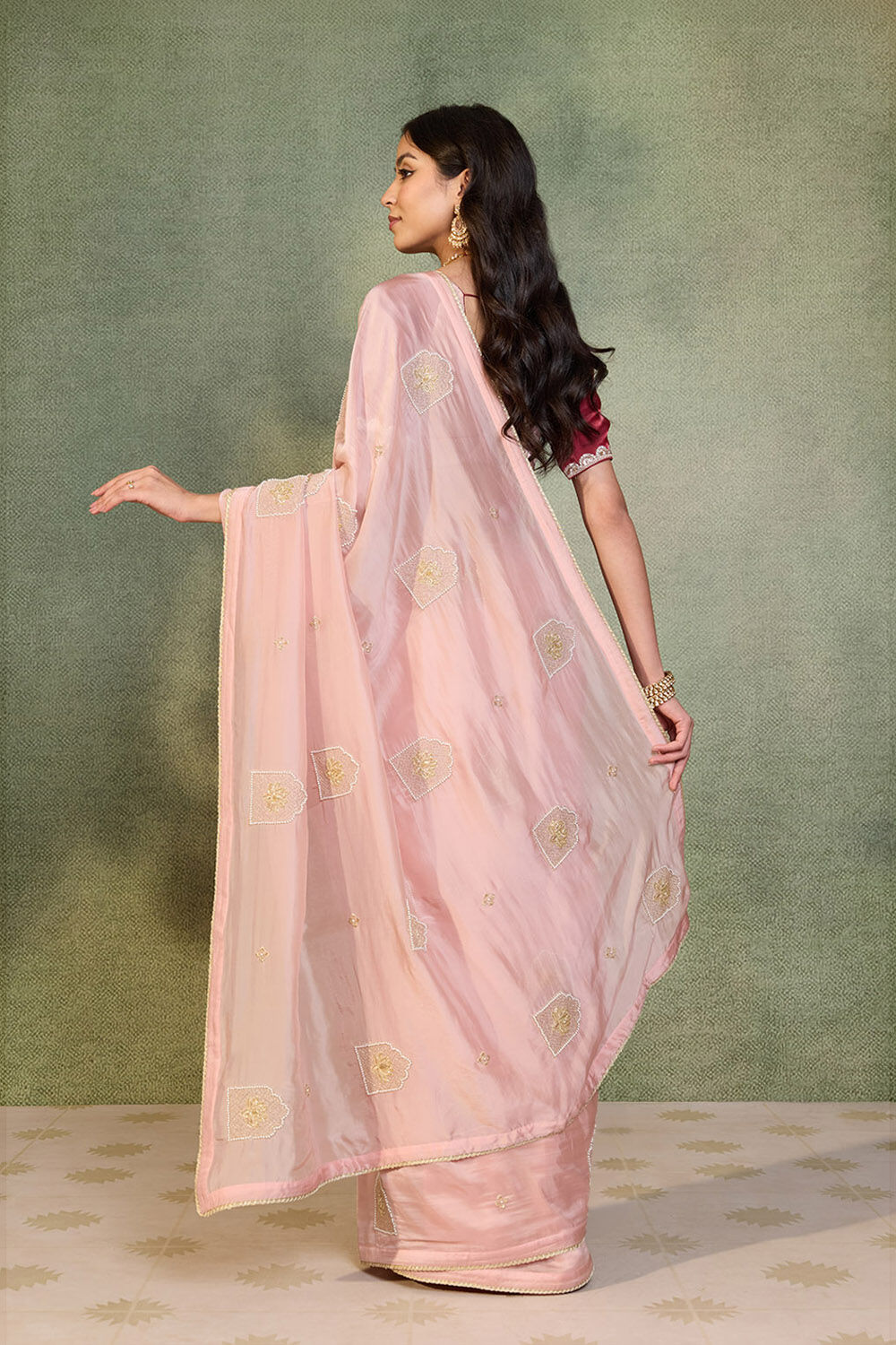 Light Pink Pure Viscose Embroidered Saree image number null
