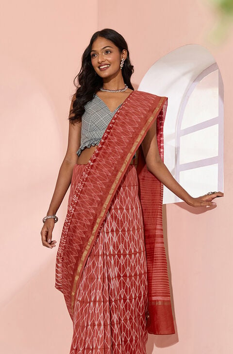 Red Tie & Dye Shibori Pure Silk Cotton Rajasthan Saree