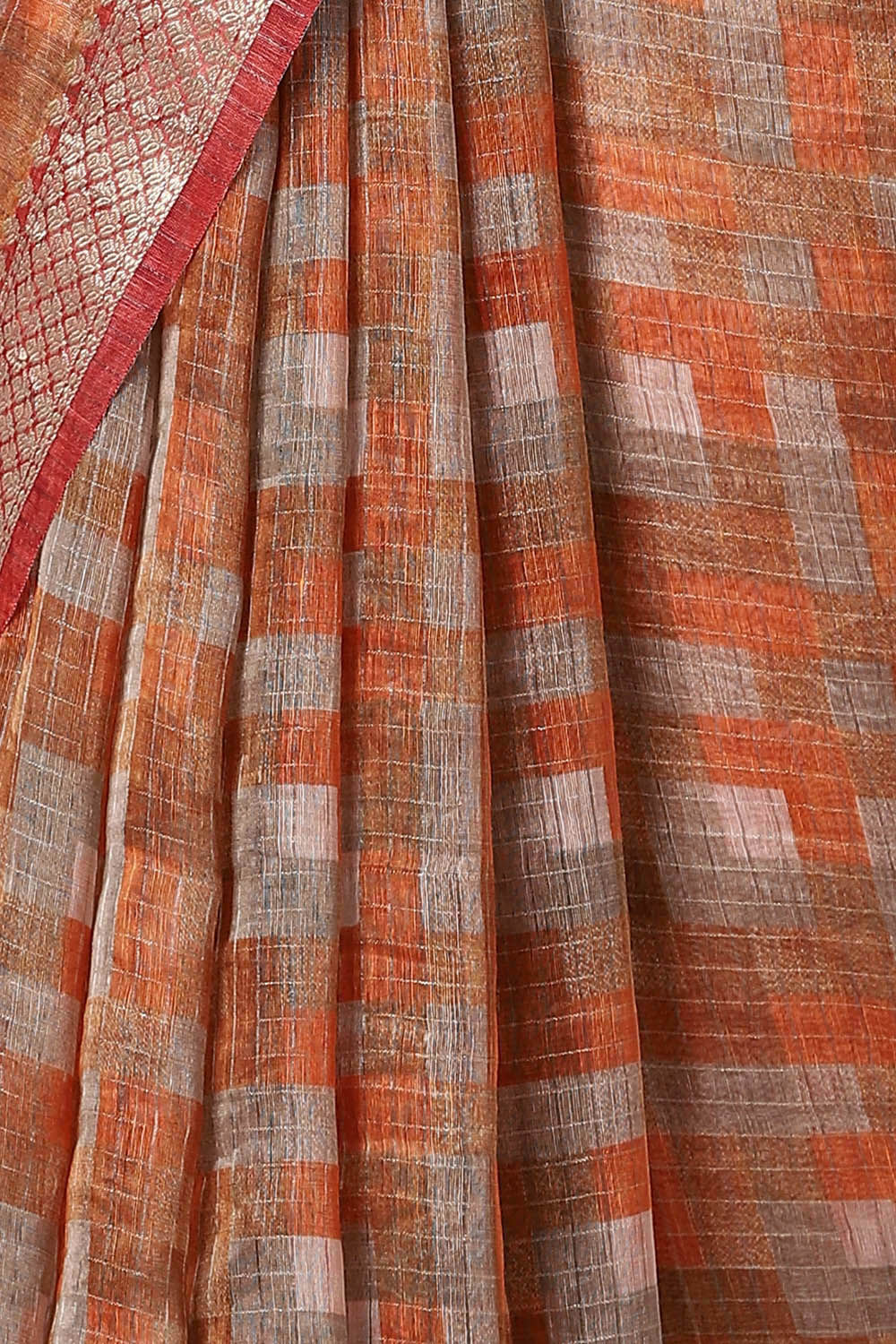 Light Orange Pure Silk Linen Digital Printed Saree image number null