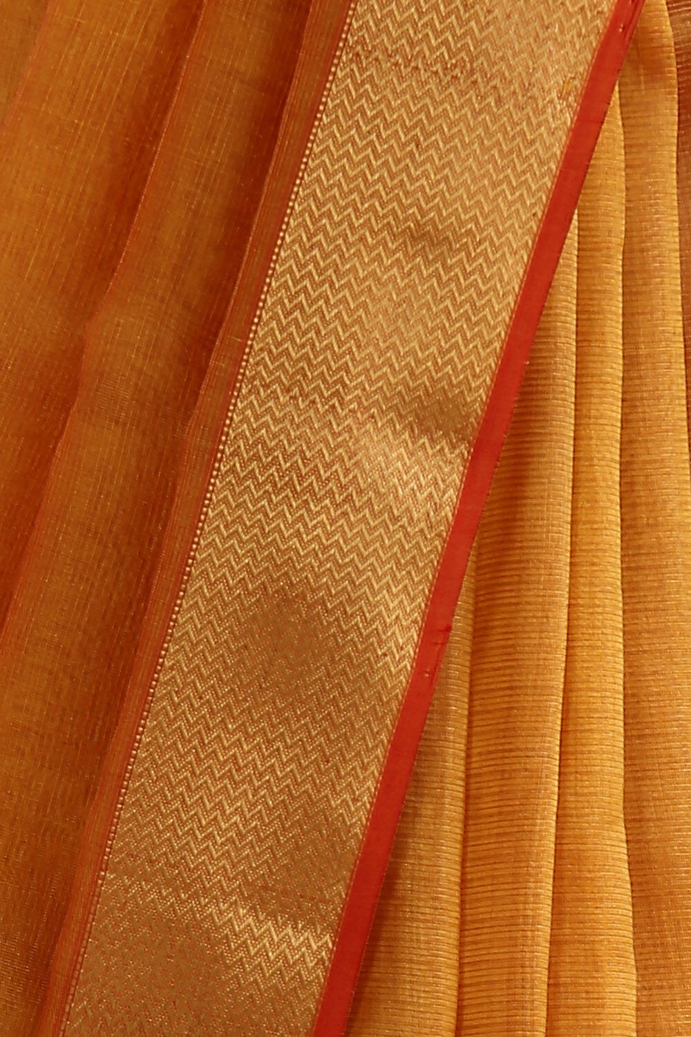 Dark Yellow Pure Tissue Silk Maheswari Saree image number null