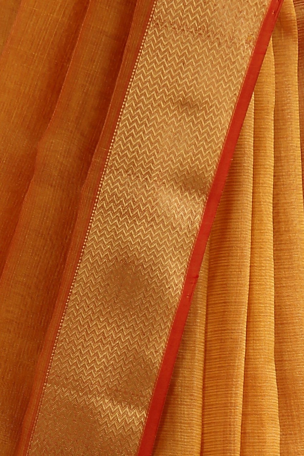 Dark Yellow Pure Tissue Silk Maheswari Saree image number null