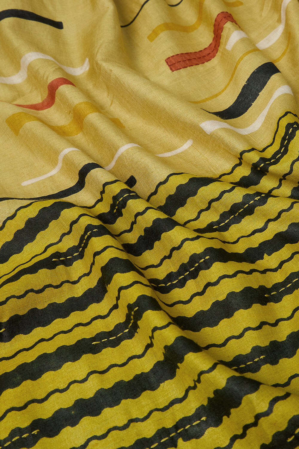 Yellow Chattisgarh Block Printed Pure Tussar Silk Saree image number null