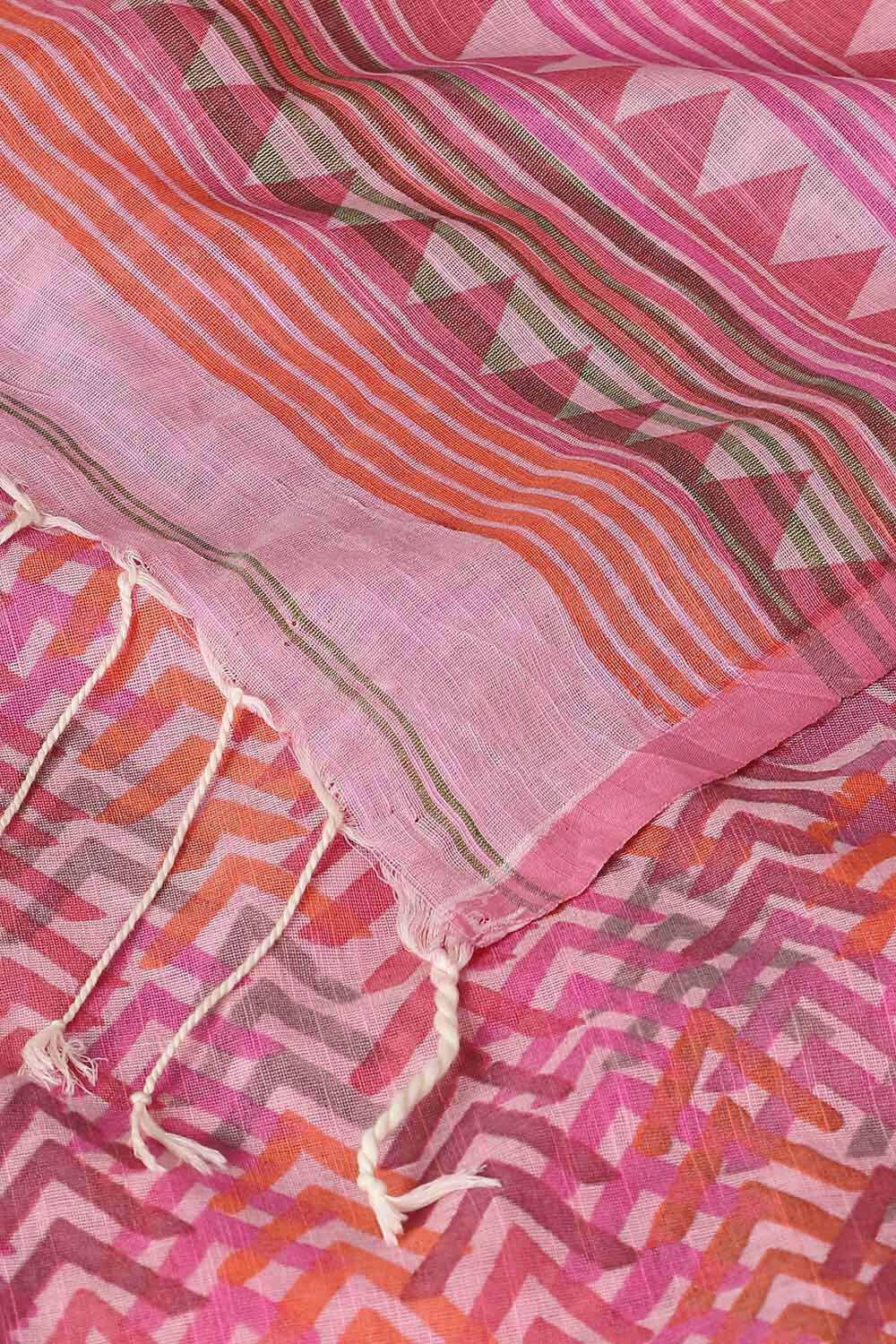 Pink Pure Cotton Printed Saree image number null