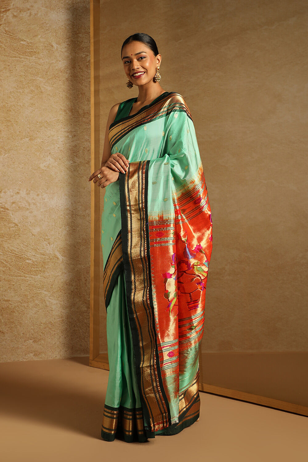 Green Pure Silk Paithani Saree image number null