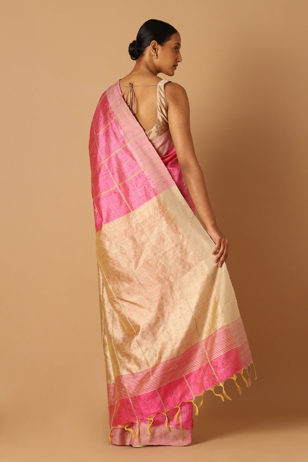 Pink Pure Tussar Silk Bhagalpuri Saree image number null