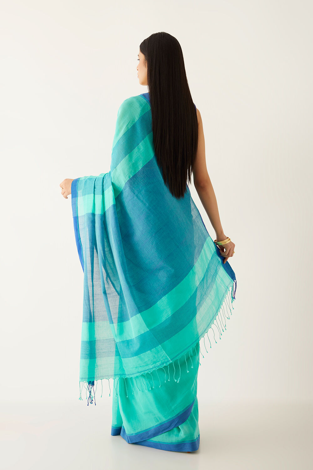 Green Pure Cotton Bengal Saree image number null