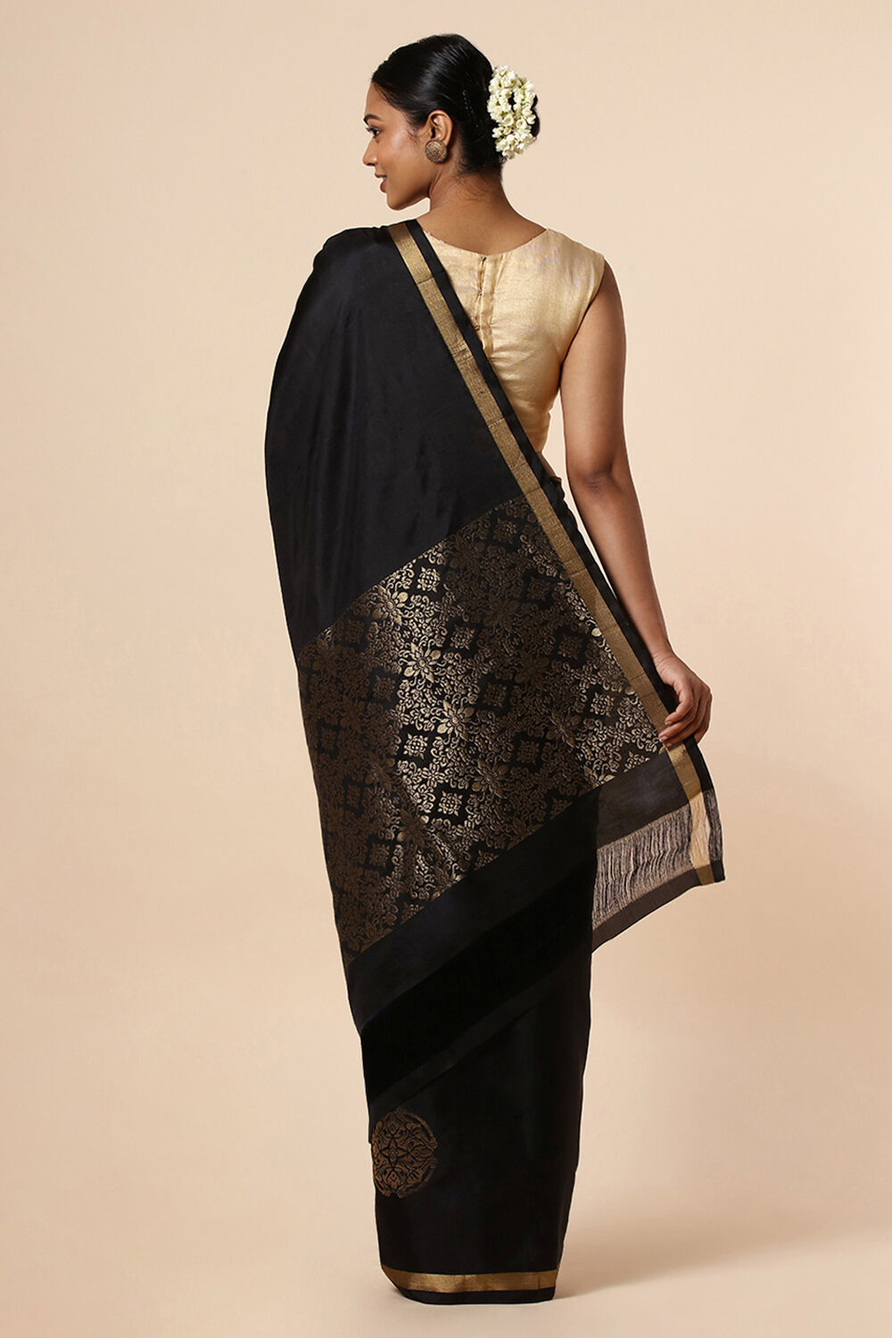 Black Pure Soft Silk Saree image number null