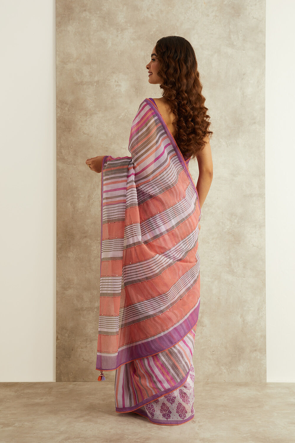 Violet Screen Printed Pure Kota Bengal Saree image number null