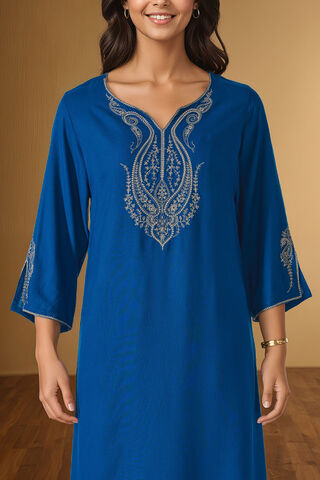 Blue Pure Viscose Embroidered Kurta Set thumbnail image number null