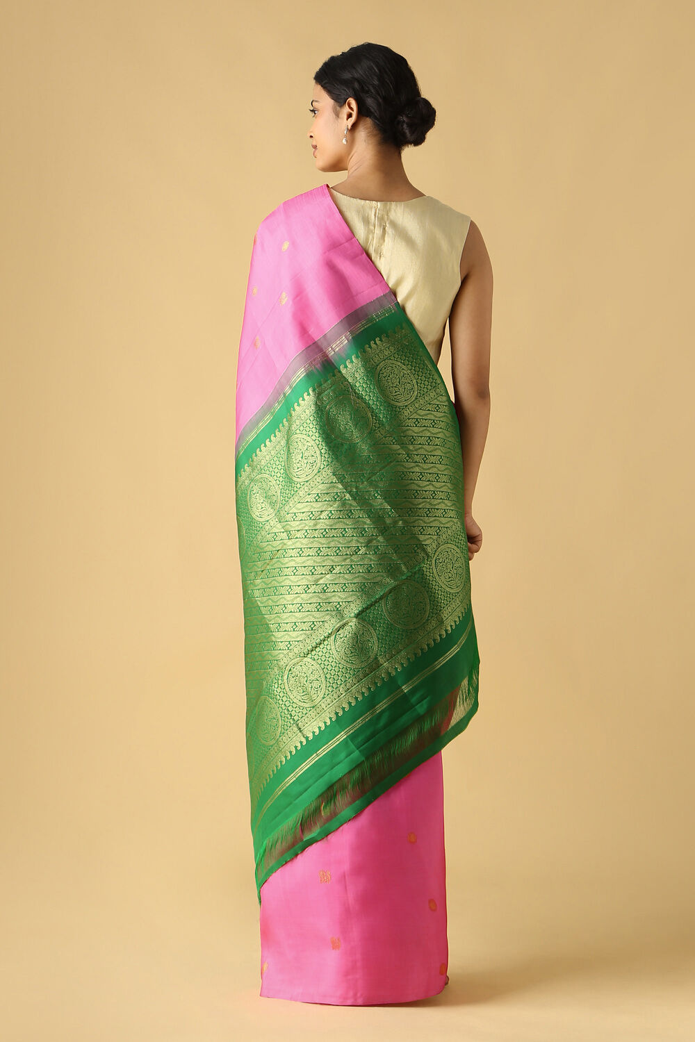 Pink Pure Silk Kanjivaram Saree image number null