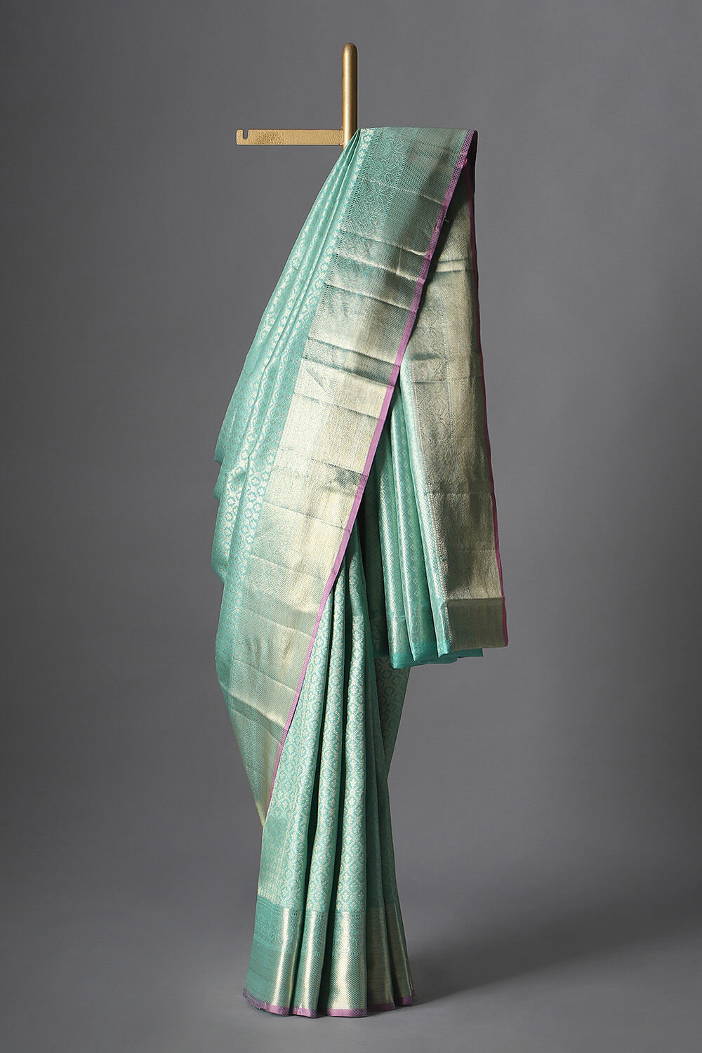 Onyx Blue Pure Zari Pure Silk Kanjivaram Saree image number null