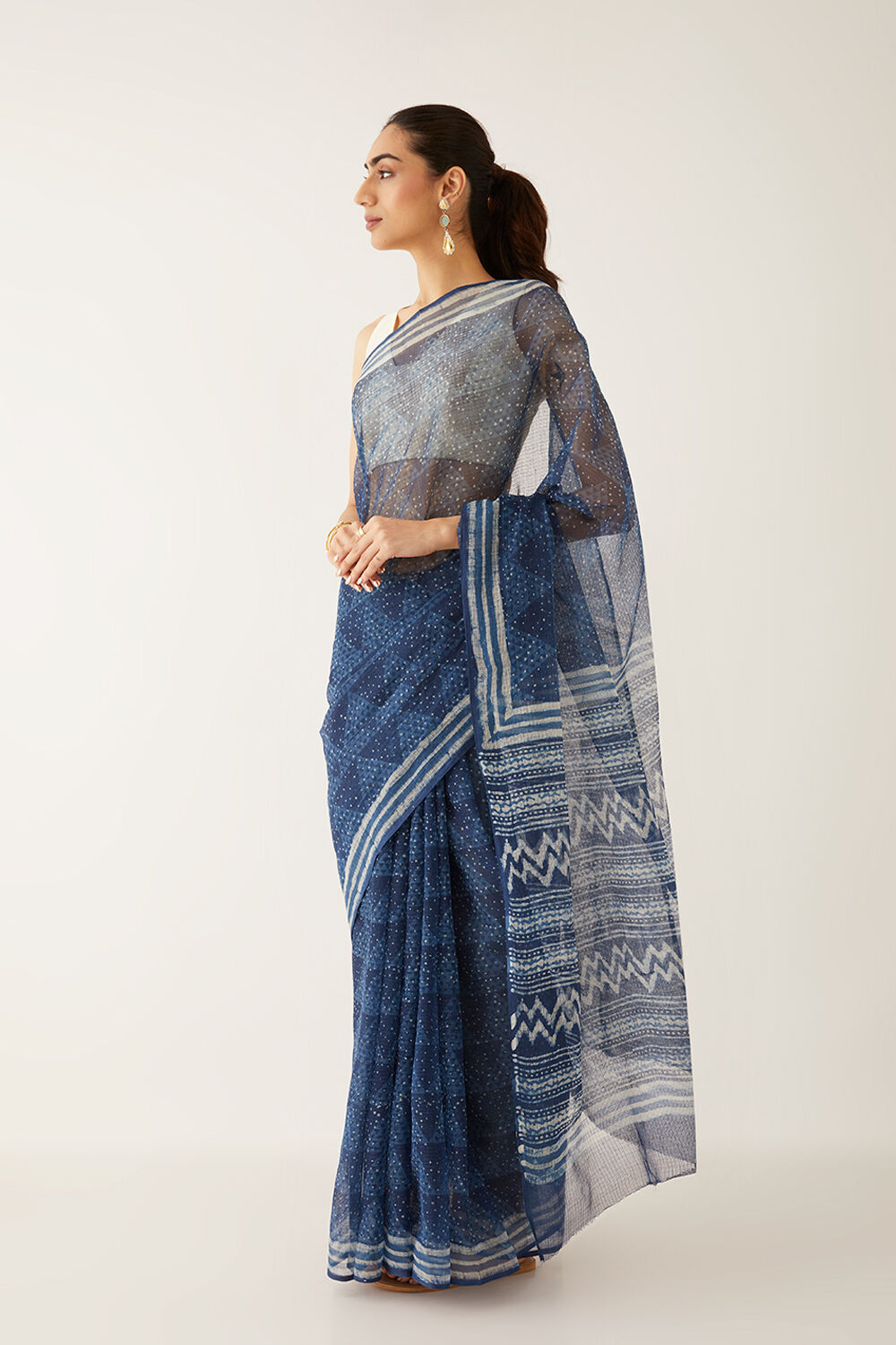 Blue Pure Kota Bagru Printed Saree image number null